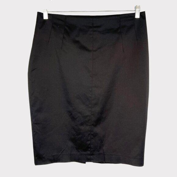 MNG by Mango Womens Black Straight Pencil Skirt Cotton Blend Career size 14 - Picture 1 of 11